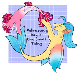 Size: 1280x1212 | Tagged: safe, artist:s0ftserve, imported from derpibooru, pinkie pie, princess skystar, earth pony, pony, seapony (g4), my little pony: the movie, dorsal fin, eyes closed, februpony, female, fin wings, fins, fish tail, happy, mare, open mouth, open smile, seaponified, seapony pinkie pie, smiling, species swap, tail, wings