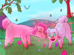 Size: 2548x1904 | Tagged: safe, artist:beth, imported from derpibooru, oc, oc only, alpaca, sheep, community related, duo