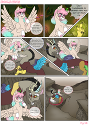 Size: 1988x2800 | Tagged: safe, artist:dozyarts, imported from derpibooru, discord, oc, oc:dozy, draconequus, pegasus, pony, comic:dozy, comic, duo, duo male and female, female, glasses, high res, male, mare, pegasus oc