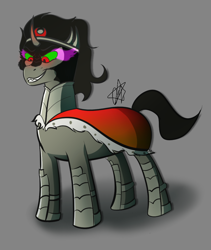 Size: 780x922 | Tagged: safe, artist:ermecg, imported from derpibooru, king sombra, unicorn, evil grin, glowing, glowing eyes, grin, male, simple background, smiling, stallion, the crystal empire 10th anniversary