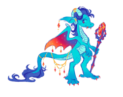 Size: 2048x1623 | Tagged: safe, artist:webkinzworldz, imported from derpibooru, princess ember, dragon, dragoness, fangs, female, gem, horns, scepter, simple background, smiling, solo, spread wings, white background, wings