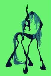 Size: 955x1414 | Tagged: safe, artist:webkinzworldz, imported from derpibooru, queen chrysalis, changeling, emaciated, eyestrain warning, green background, looking at you, mandibles, needs more saturation, simple background, skinny, solo, thin