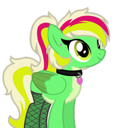 Size: 653x720 | Tagged: safe, artist:themimicartist, imported from derpibooru, oc, oc only, oc:gumdrops, pegasus, pony, collar, fishnets, simple background, solo, transparent background, vector