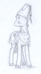 Size: 354x629 | Tagged: safe, artist:adeptus-monitus, imported from derpibooru, oc, earth pony, pony, monochrome, solo, traditional art