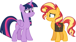 Size: 5397x3000 | Tagged: safe, artist:cloudy glow, imported from derpibooru, sunset shimmer, twilight sparkle, alicorn, equestria girls, equestria girls series, forgotten friendship, bag, saddle bag, simple background, transparent background, twilight sparkle (alicorn), vector