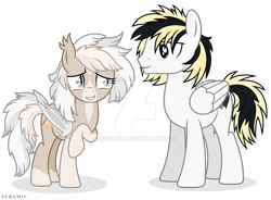 Size: 1920x1415 | Tagged: safe, artist:suramii, imported from derpibooru, oc, oc:cuddy, bat pony, pegasus, pony, deviantart watermark, female, male, mare, obtrusive watermark, simple background, stallion, transparent background, watermark