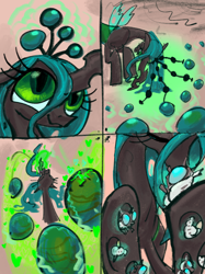 Size: 2048x2732 | Tagged: safe, artist:ja0822ck, imported from derpibooru, queen chrysalis, changeling, changeling larva, changeling egg, egg, female, mommy chrissy, mother and child, oviposition