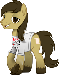 Size: 2031x2556 | Tagged: safe, artist:lincolnbrewsterfan, derpibooru exclusive, imported from derpibooru, oc, oc only, oc:bay mac, earth pony, derpibooru community collaboration, the parent map, .svg available, 2023 community collab, brown mane, brown tail, clothes, colored pupils, crossed legs, design, earth pony oc, glasses, holding, hoof heart, looking at you, male, movie accurate, record, scroll, shirt, shirt design, simple background, smiling, smiling at you, smug, solo, stallion, stallion oc, stripe, svg, t-shirt, tail, transparent background, underhoof, unshorn fetlocks, vector