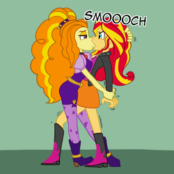 Size: 2000x2000 | Tagged: safe, artist:shippart, imported from derpibooru, adagio dazzle, sunset shimmer, human, equestria girls, eye contact, female, forced kiss, hand on head, kiss on the lips, kissing, lesbian, looking at each other, looking at someone, motion lines, shipping, smooch, struggling, sunsagio