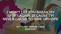 Size: 1920x1080 | Tagged: safe, edit, edited screencap, editor:quoterific, imported from derpibooru, screencap, daring do, doctor caballeron, pinkie pie, rainbow dash, daring done?