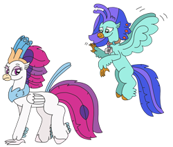 Size: 2880x2448 | Tagged: safe, artist:supahdonarudo, imported from derpibooru, queen novo, oc, oc:sea lilly, classical hippogriff, hippogriff, series:novoember, my little pony: the movie, camera, flying, jewelry, necklace, raised eyebrow, redraw, simple background, transparent background, walking, waving