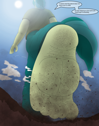 Size: 2222x2815 | Tagged: safe, artist:az12lol, imported from derpibooru, sandbar, anthro, earth pony, plantigrade anthro, barefoot, barefooting, big feet, crush fetish, crushing, dirt, dirty, dirty feet, feet, fetish, foot fetish, foot focus, footprint, low angle, macro, male, male feet, mega giant, soles, solo, stomp, stomping, toes
