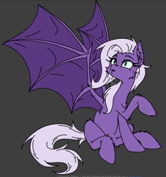 Size: 856x910 | Tagged: safe, artist:ravvij, imported from derpibooru, oc, oc:bug bite, bat pony, pony, bat wings, confused, cute, female, gray background, looking at something, mare, simple background, wings