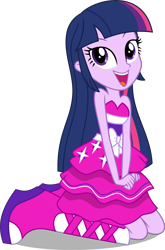 Size: 7061x10689 | Tagged: safe, artist:alandssparkle, imported from derpibooru, twilight sparkle, human, equestria girls, bare shoulders, dangerously high res, fall formal outfits, female, simple background, sitting, sleeveless, solo, strapless, transparent background, vector