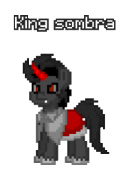 Size: 236x308 | Tagged: safe, artist:dematrix, imported from derpibooru, king sombra, pony, unicorn, pony town, angry, antagonist, clothes, gif, male, non-animated gif, pixel art, simple background, solo, the crystal empire 10th anniversary, transparent background