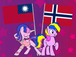 Size: 1280x960 | Tagged: safe, artist:morteneng22, imported from derpibooru, oc, pony, flag, norway, taiwan