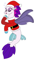 Size: 1749x3109 | Tagged: safe, artist:supahdonarudo, imported from derpibooru, queen novo, seapony (g4), series:novoember, my little pony: the movie, christmas, clothes, costume, cute, hat, holiday, novobetes, santa costume, santa hat, simple background, transparent background