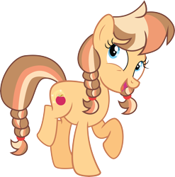 Size: 8055x8154 | Tagged: safe, artist:estories, artist:shootingstarsentry, imported from derpibooru, oc, oc only, oc:southern belle, earth pony, pony, absurd resolution, base used, earth pony oc, female, mare, next generation, offspring, open mouth, parent:applejack, parent:caramel, parents:carajack, raised hoof, simple background, solo, transparent background