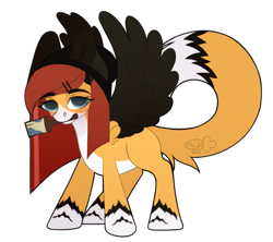 Size: 990x878 | Tagged: safe, imported from derpibooru, oc, oc only, cat, original species, pegasus, pony, artfight, brush, cute, drawing, hat, looking at you, pegasus oc, red hair, signature, simple background, solo, standing, transparent background, yellow mane