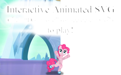 Size: 1600x1000 | Tagged: safe, artist:favitwink, imported from derpibooru, pinkie pie, crystal pony, earth pony, pony, .svg available, 60 fps, animated, animated at source, better version at source, bipedal, closed mouth, crystal castle, crystal empire, crystallized, eyes open, female, full body, hooves in air, hooves up, interactive, link in description, looking up, roller skates, screencap background, show accurate, skates, skating, smiling, solo, spread hooves, svg, the crystal empire 10th anniversary, vector, y pose