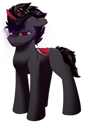 Size: 1448x2048 | Tagged: safe, artist:luther, imported from derpibooru, king sombra, pony, unicorn, glowing, glowing eyes, male, simple background, solo, standing, the crystal empire 10th anniversary, transparent background