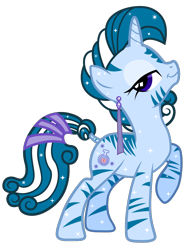 Size: 768x1024 | Tagged: safe, artist:thunderdasher07, imported from derpibooru, oc, oc only, oc:masara, crystal pony, hybrid, unicorn, zebra, zebracorn, zony, alternate hairstyle, crystallized, ear piercing, earring, female, jewelry, lidded eyes, piercing, simple background, solo, the crystal empire 10th anniversary, transparent background, vector