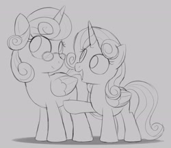 Size: 2284x1970 | Tagged: safe, artist:dtcx97, imported from derpibooru, alicorn, pony, duo, monochrome