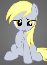 Size: 726x1000 | Tagged: safe, derpibooru exclusive, imported from derpibooru, derpy hooves, earth pony, pony, animated, cross-eyed, crying, g4, gif, gray background, looking down, raised hoof, sad, show accurate, simple background, sitting, wavy mouth