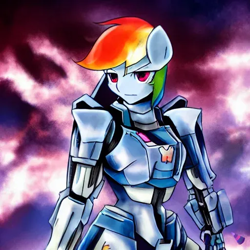 Size: 512x512 | Tagged: safe, imported from derpibooru, rainbow dash, anthro, ai content, ai generated, generator:purplesmart.ai, generator:stable diffusion, gundam, mecha, mobile suit gundam