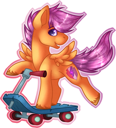 Size: 2306x2529 | Tagged: safe, artist:chvrchgrim, imported from derpibooru, scootaloo, pegasus, pony, cute, cutealoo, cutie mark crusaders, fanart, female, filly, foal, scooter, simple background, small wings, smiling, transparent background, wings, young