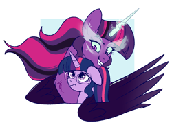 Size: 814x603 | Tagged: safe, artist:lulubell, imported from derpibooru, sci-twi, twilight sparkle, alicorn, human, pony, unicorn, equestria girls, equestria girls ponified, floppy ears, glasses, midnight sparkle, ponified, unicorn sci-twi