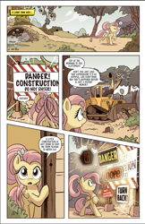 Size: 491x758 | Tagged: safe, idw, imported from derpibooru, discord, fluttershy, draconequus, pegasus, pony, spoiler:comic, spoiler:g5comic, spoiler:g5comic06, bulldozer, comic, female, g5, male, mare, official comic