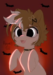 Size: 1448x2048 | Tagged: safe, artist:_allywings, imported from derpibooru, bat, earth pony, pony, genshin impact, gorou (genshin impact), halloween, holiday, open mouth, ponified, rawr, red background, simple background, sketch