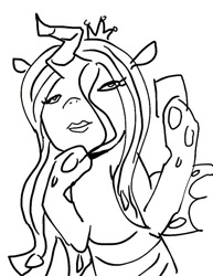 Size: 643x834 | Tagged: safe, artist:maren, imported from derpibooru, queen chrysalis, changeling, changeling queen, 2012, bust, doodle, female, hoof hold, lipstick, old art, phone, selfie, solo