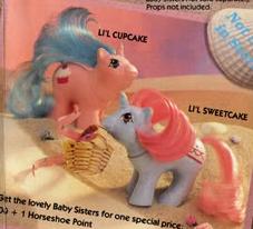 Size: 227x206 | Tagged: safe, imported from derpibooru, pony, unicorn, baby, baby pony, brushable, female, g1, irl, li'l cupcake, li'l sweetcake, official, photo, siblings, sisters, toy