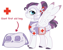 Size: 1513x1197 | Tagged: safe, artist:damayantiarts, imported from derpibooru, oc, oc only, pegasus, pony, armor, first aid kit, helmet, medic, red cross, simple background, solo, white background