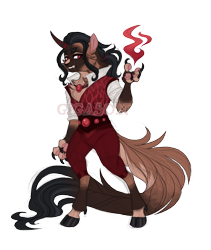 Size: 2700x3200 | Tagged: safe, artist:gigason, imported from derpibooru, oc, oc:ash, anthro, hybrid, clothes, cloven hooves, interspecies offspring, magical gay spawn, obtrusive watermark, offspring, parent:capper dapperpaws, parent:king sombra, simple background, solo, transparent background, watermark