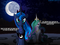 Size: 1026x774 | Tagged: safe, artist:sluttershy, imported from derpibooru, princess celestia, princess luna, cloak, clothes, crying, g4, moon, sad, scar, star wars, star wars: revenge of the sith, teary eyes