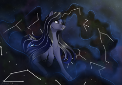 Size: 5000x3500 | Tagged: safe, artist:stardustspix, imported from ponybooru, oc, oc only, oc:andromeda arcanum, pony, unicorn, constellation, magic, solo, starry background, starry night, stars