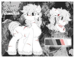 Size: 3662x2865 | Tagged: safe, alternate version, artist:焰心fireworks, imported from derpibooru, oc, oc:银寂 (silver wander), earth pony, male, reference sheet, stallion