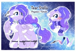 Size: 1076x750 | Tagged: safe, alternate version, artist:焰心fireworks, imported from derpibooru, oc, oc:星骸 (tear stella), pegasus, pony, collar, female, mare, reference sheet