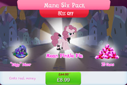 Size: 1266x857 | Tagged: safe, imported from derpibooru, mean pinkie pie, pinkie pie, earth pony, pony, the mean 6, bandana, bed, bedroom, book, boots, bundle, candle, clone, costs real money, curtains, english, female, gameloft, gem, guitar, horns, leg wraps, mare, musical instrument, my little pony: magic princess, numbers, official, pillow, plant, poster, sale, shoes, skull, solo, solo focus, speaker, tail, tail wrap, text