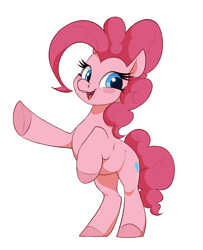 Size: 2350x2890 | Tagged: safe, artist:aquaticvibes, imported from derpibooru, pinkie pie, earth pony, pony, female, high res, looking at you, mare, open mouth, raised hoof, simple background, smiling, solo, white background