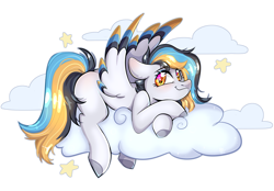 Size: 2832x1976 | Tagged: safe, artist:pozya1007, imported from derpibooru, oc, oc only, pegasus, pony, blushing, cloud, cute, looking at you, simple background, solo, white background, wings