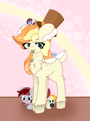 Size: 962x1283 | Tagged: safe, artist:sodapop sprays, imported from derpibooru, oc, oc:bricc, oc:sodapop sprays, deer, deer pony, original species, pony, hat, top hat, unshorn fetlocks