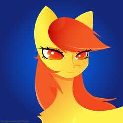 Size: 4167x4167 | Tagged: safe, artist:margaritaenot, imported from derpibooru, oc, earth pony, pony, bust, portrait, red eyes, redhead, yellow skin