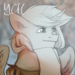 Size: 2480x2480 | Tagged: safe, artist:sinrinf, imported from derpibooru, oc, pony, clothes, commission, scarf, sketch, solo, wings, winter, your character here