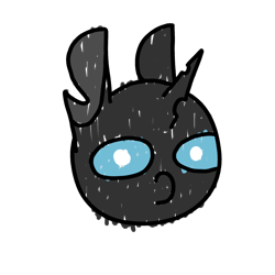 Size: 1000x1000 | Tagged: safe, artist:theunidentifiedchangeling, imported from derpibooru, oc, oc:[unidentified], changeling, blue eyes, bust, changeling oc, digital art, horn, open mouth, portrait, simple background, solo, transparent background, woonoggles