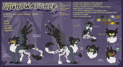 Size: 9500x5200 | Tagged: safe, artist:greenmaneheart, imported from derpibooru, oc, oc:nightwatcher, griffon, absurd resolution, female, reference sheet, solo, sunglasses