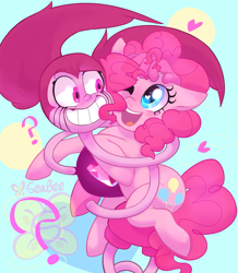 Size: 1511x1730 | Tagged: safe, artist:beebee, imported from derpibooru, pinkie pie, earth pony, pony, crossover, gem (race), spinel (steven universe), steven universe